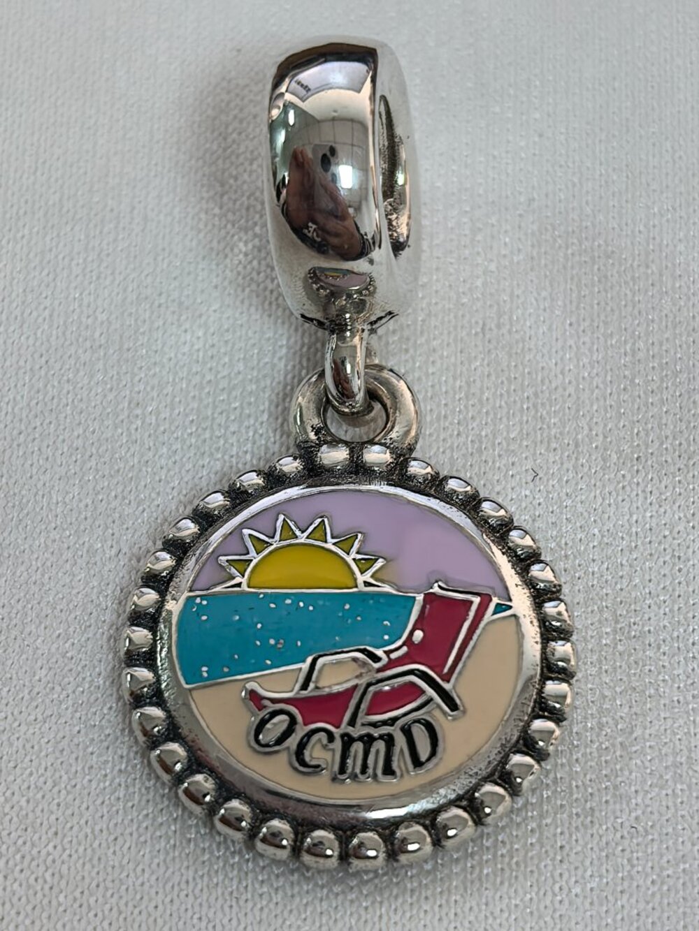 Pandora Ocean City Custom Beach Chair Charm Pendant, S925 Silver Jewelry